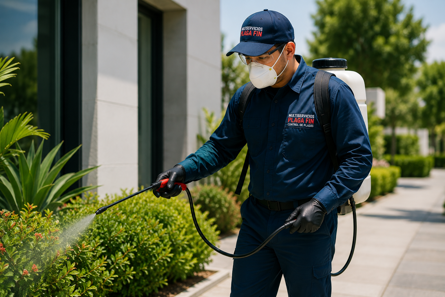 Técnico profesional de Plaga Fin realizando fumigación